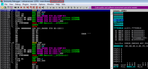 Loading the essfunc.dll library in Immunity Debugger