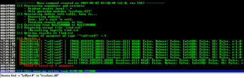 Using Mona to find a JMP ESP instruction in Immunity Debugger