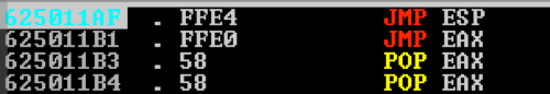 Setting a breakpoint at the JMP ESP address in Immunity Debugger
