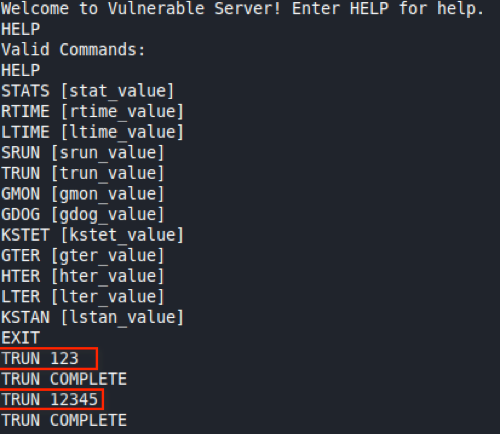 Using Netcat to interact with the VulnServer program