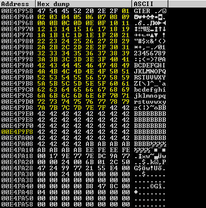 First half of byte array in memory