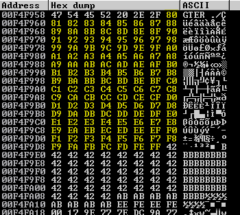 Second half of byte array in memory