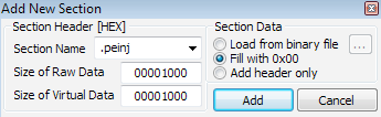 Adding a new section in PE Tools