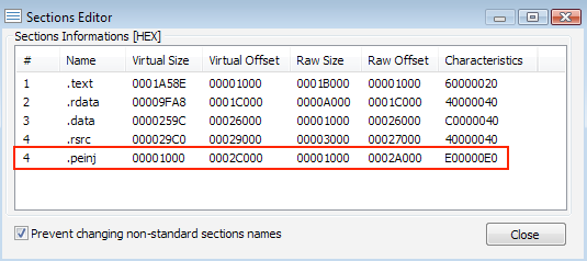 New section added to PE file