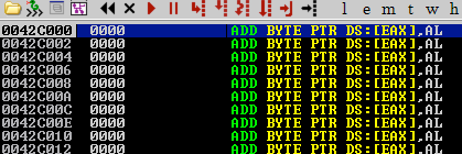 Program crashes due to no instructions at the new memory location