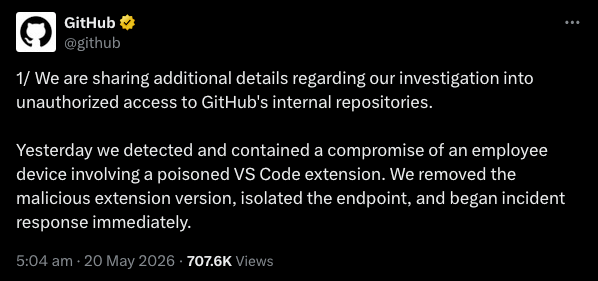 GitHub's comment on twitter